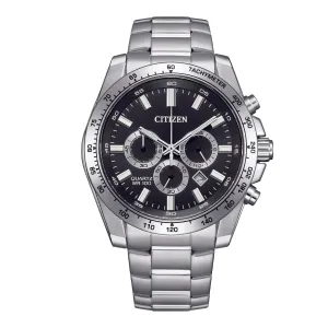 Citizen AN8230-59E Quartz Chronograph: Sporty Black Dial Steel