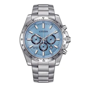 Citizen AN8230-59L Quartz Chronograph: Sporty Blue Dial Steel