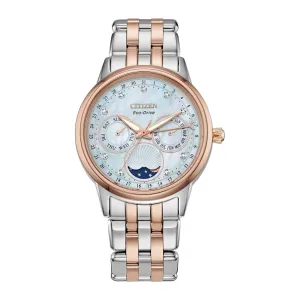 Citizen Calendrier Ladies Eco Drive Two Tone Diamond and Mother of Pearl Dial Watch