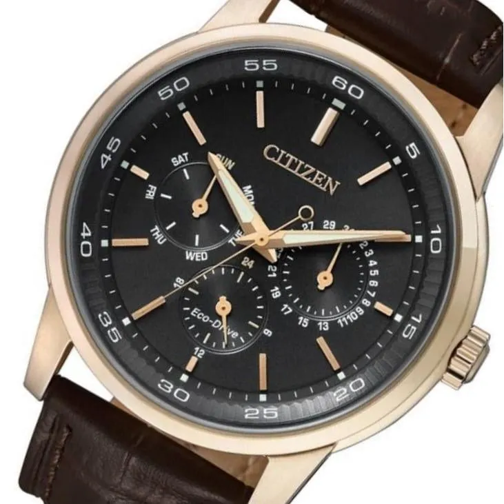 Citizen Gents Sporty Dress Eco-Drive Brown Leather Men's Watch - BU2013-08E