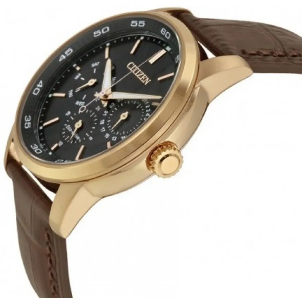 Citizen Gents Sporty Dress Eco-Drive Brown Leather Men's Watch - BU2013-08E