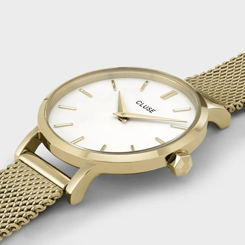 Cluse Boho Chic Petite Mesh White Gold