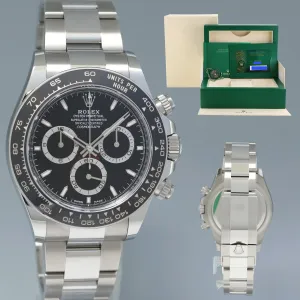 DEC 2024 NEW PAPERS Rolex Daytona 126500LN Black Ceramic Steel 40mm Watch Box
