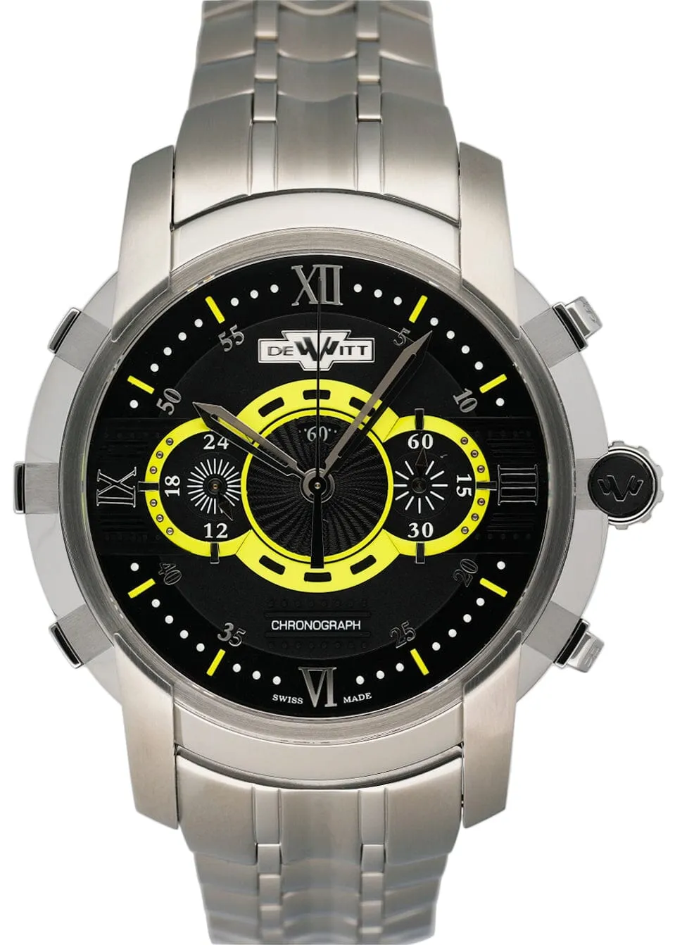 Dewitt Academia FTV.CHR.006.S2 Black & Yellow Dial Mens Watch Box Papers