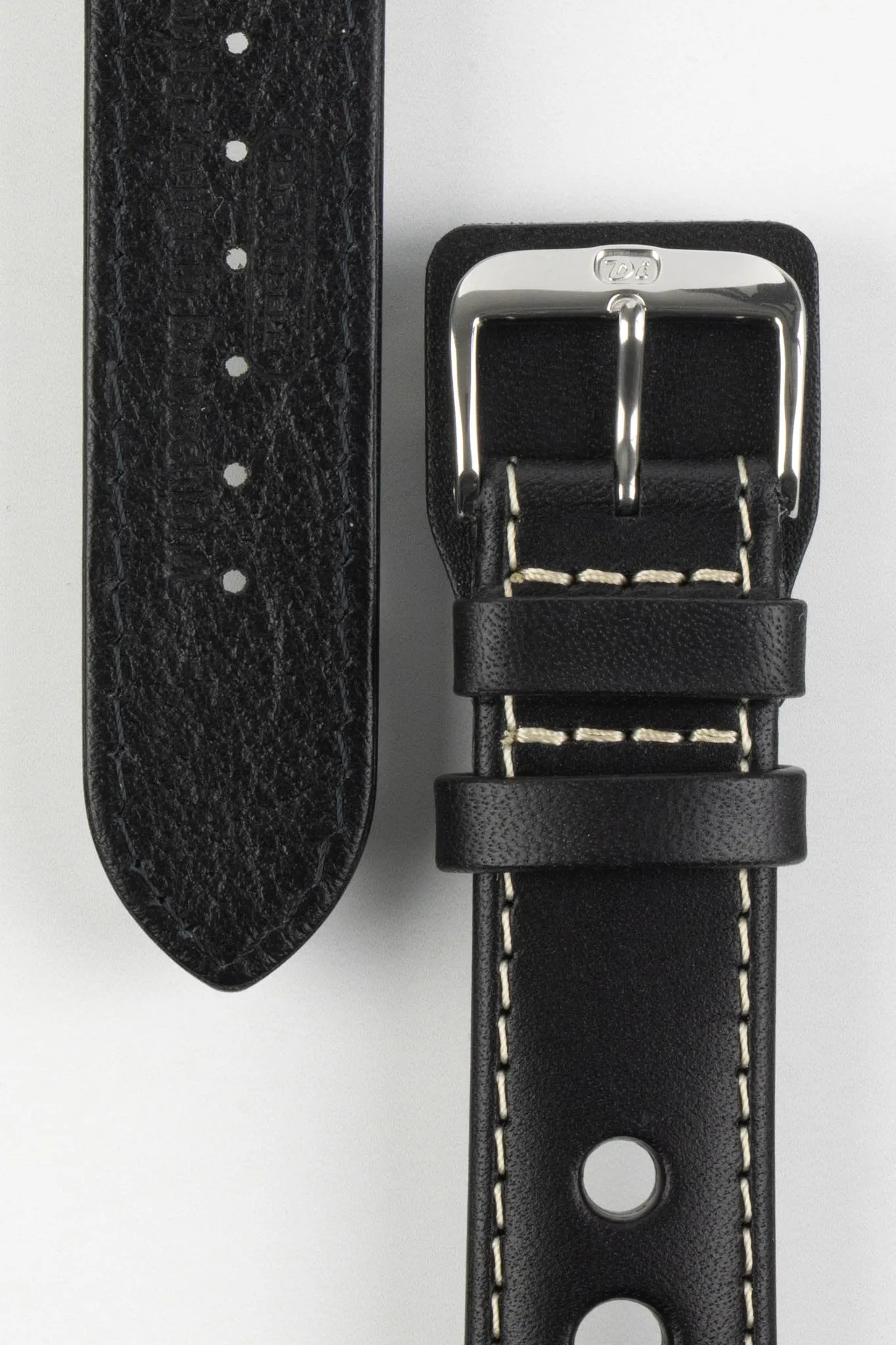 Di-Modell AVUS Leather Racing Watch Strap in BLACK