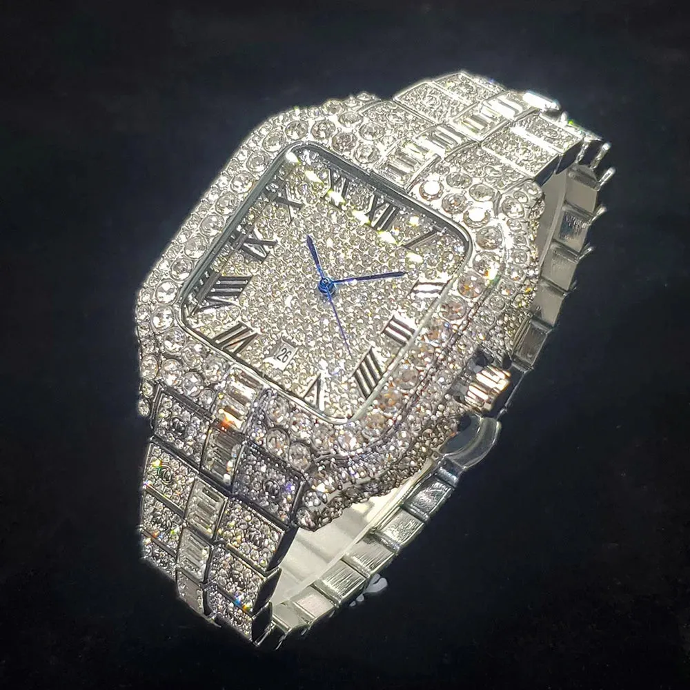 Diamond Watch For Men- Rose Gold Iced Out Quarz