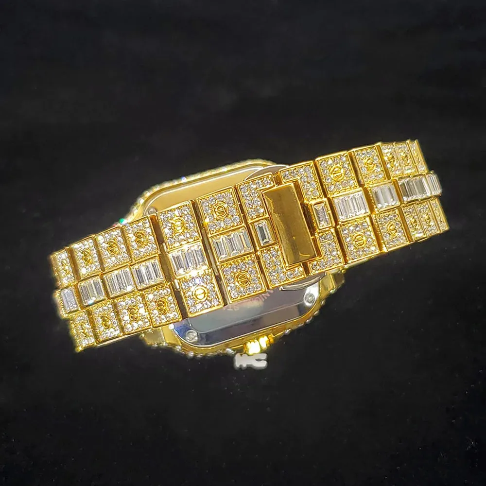 Diamond Watch For Men- Rose Gold Iced Out Quarz
