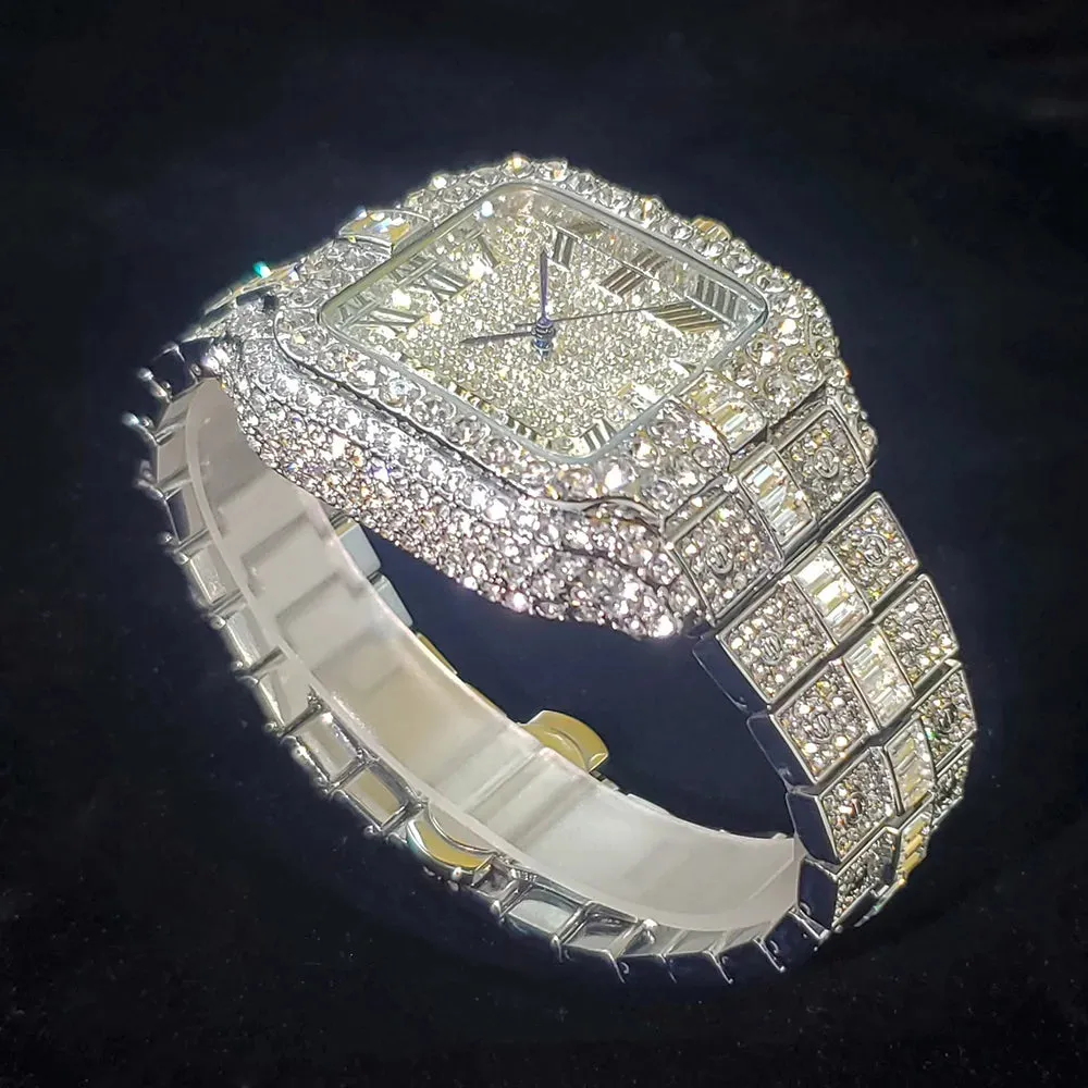 Diamond Watch For Men- Rose Gold Iced Out Quarz