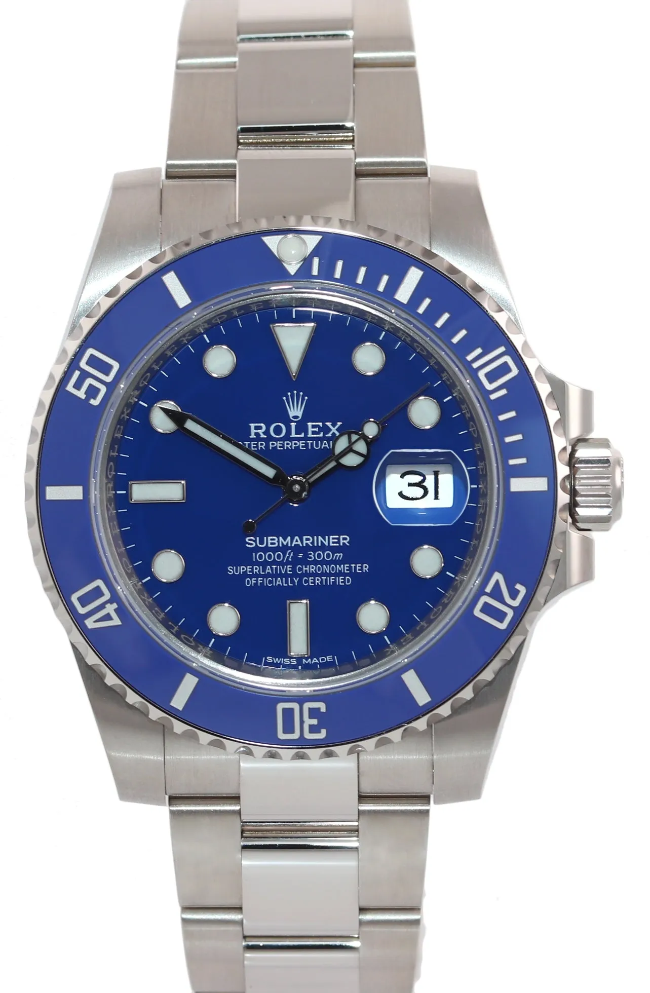 DISCONTINUED 2018 MINT Rolex Submariner Blue Smurf 116619 White Gold Watch Box