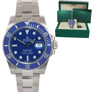 DISCONTINUED 2018 MINT Rolex Submariner Blue Smurf 116619 White Gold Watch Box