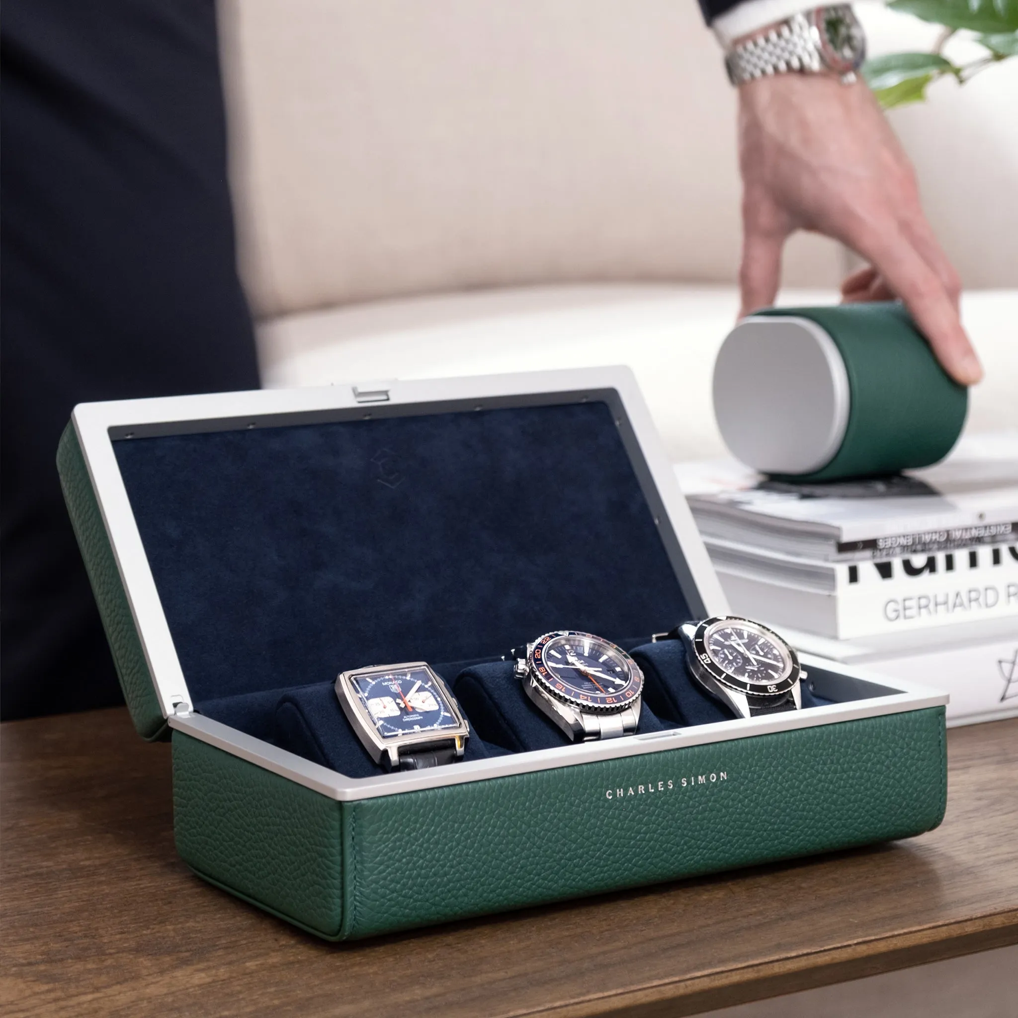 EATON 3 WATCH CASE - EMERALD / GREY