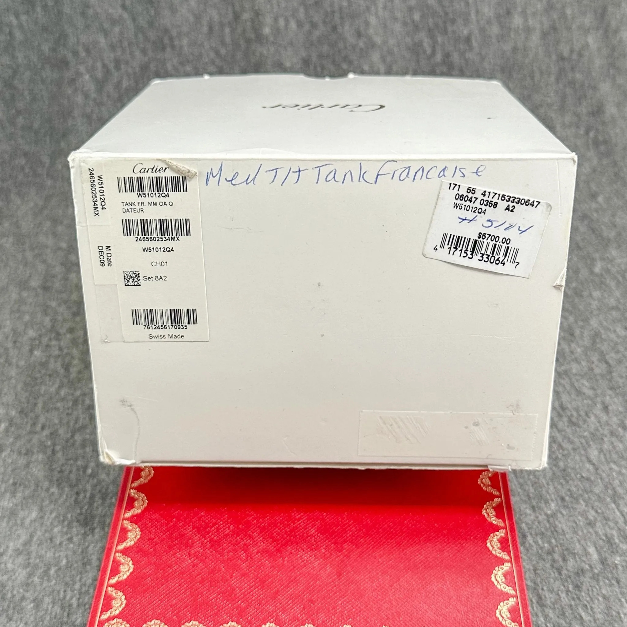Estate Cartier Tank #W51012Q4 Box & Trifold Manuals (Empty Box)