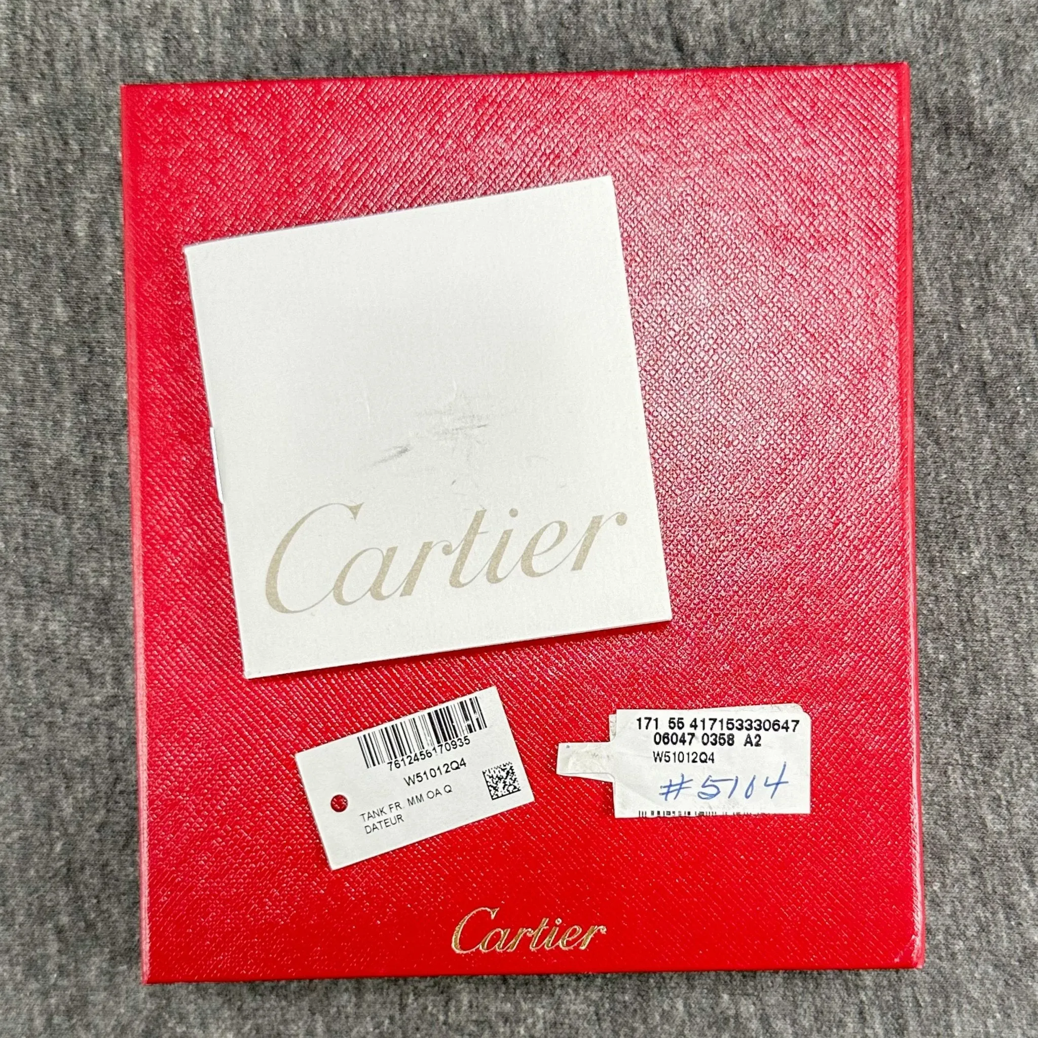 Estate Cartier Tank #W51012Q4 Box & Trifold Manuals (Empty Box)