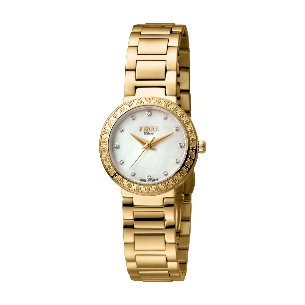 Ferre Milano Ladie's Watch Full Stainless Steel Case & Bracelet with GoldÂ Plated