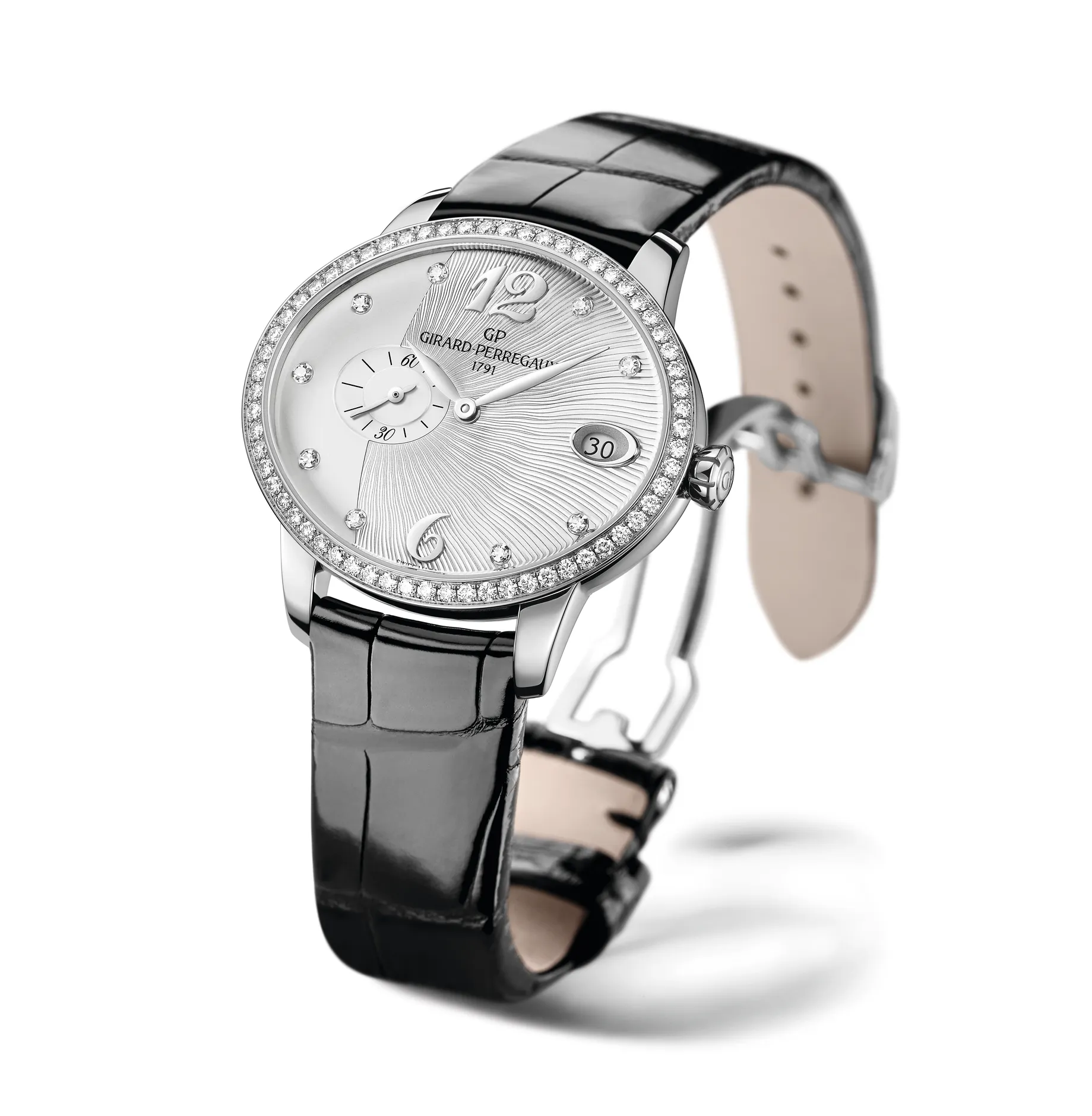 Girard-Perregaux Cat's Eye Small Seconds Watch with Silver Guilloché Dial