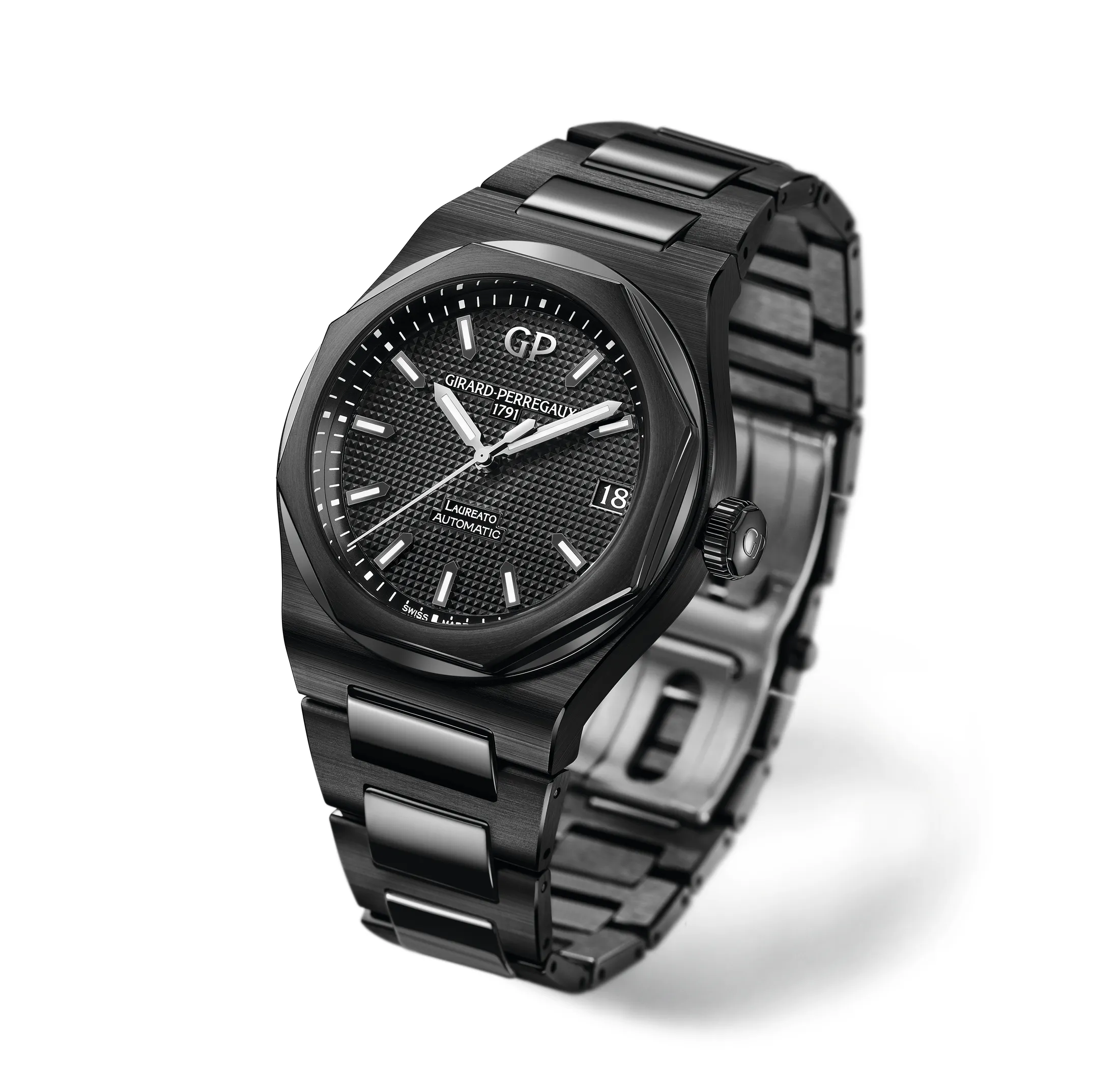 Girard-Perregaux Laureato 42mm Watch with Black Ceramic Bracelet