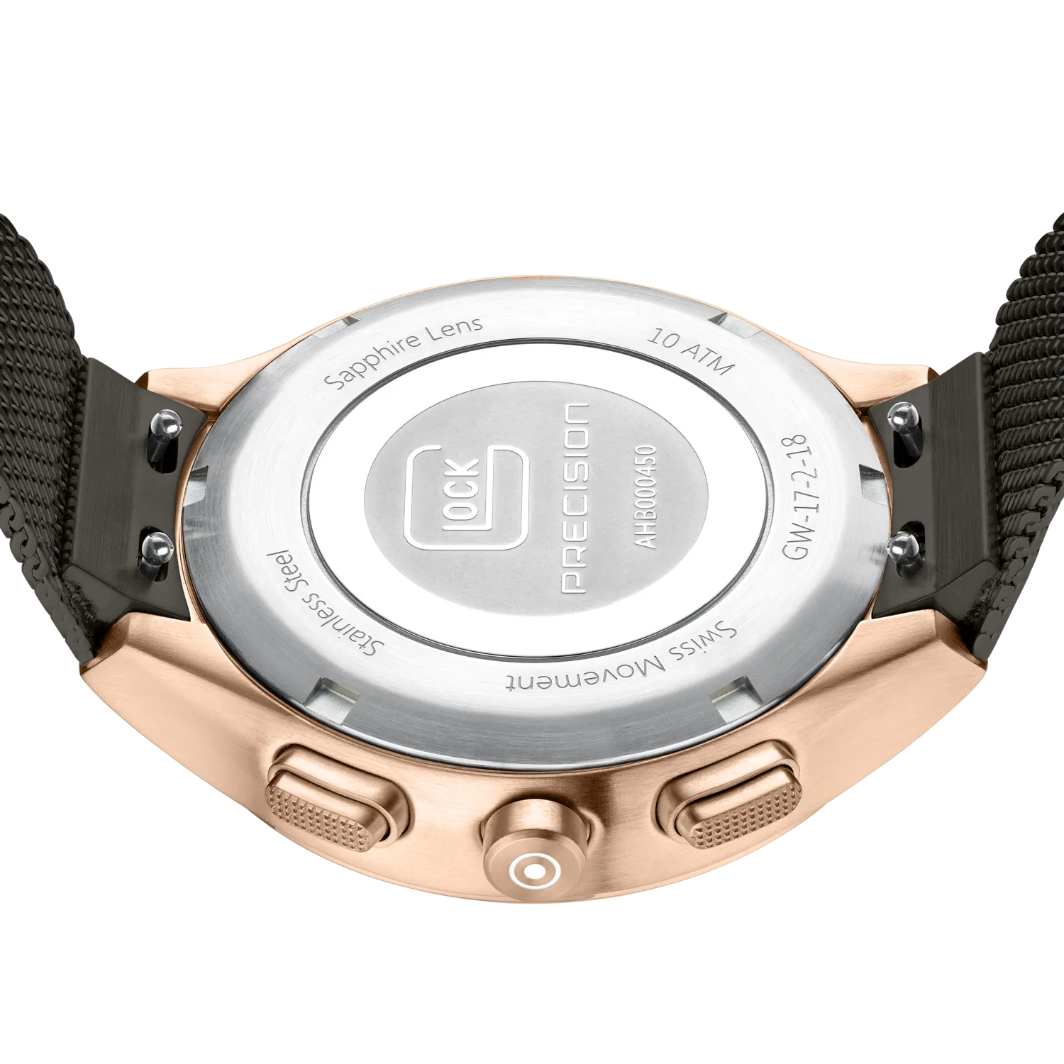 Glock Women's Stainless Steel Diamond Quartz Watch Rose Gold Gunmetal GW-17-2-18