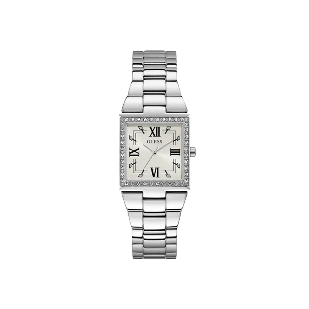 Guess Ladies Watch Full Stainless Steel Case & Bracelet With White Sun Ray Dial