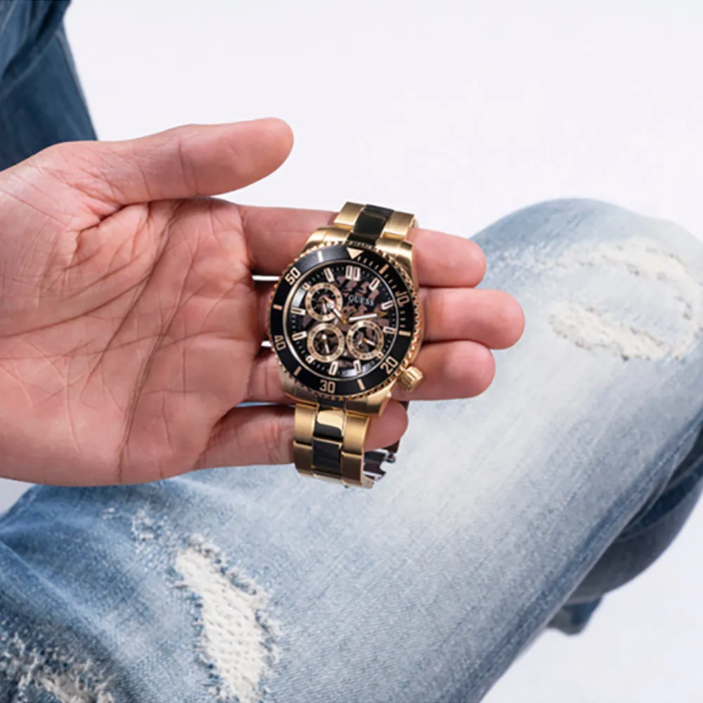 Guess Men's Watch Gold Tone Case Quartz