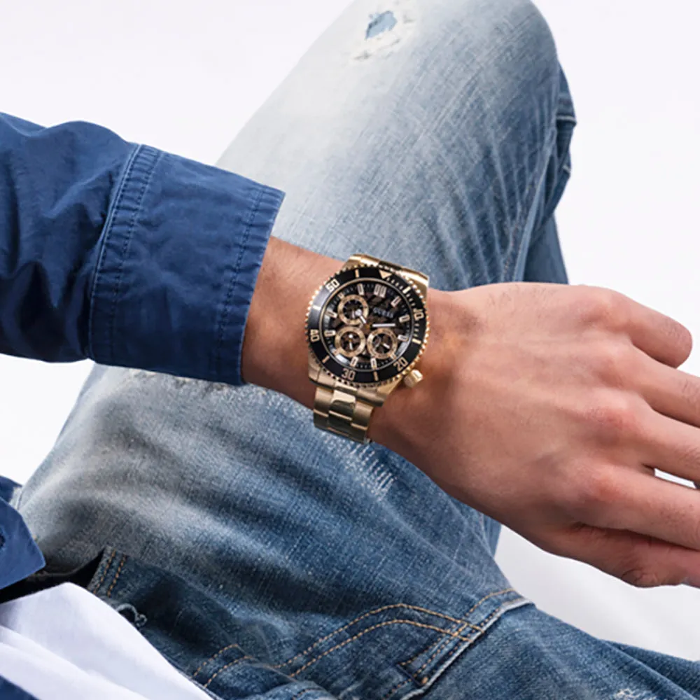 Guess Men's Watch Gold Tone Case Quartz