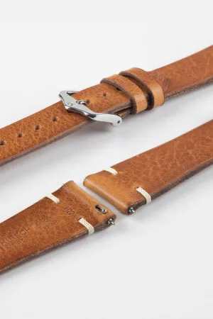Hirsch BAGNORE Vintage Calf Leather Quick-Release Watch Strap - GOLD BROWN