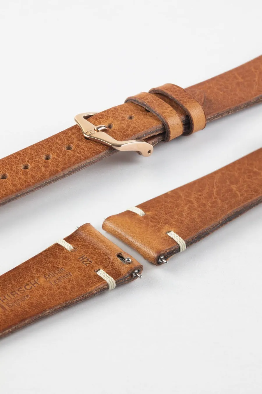 Hirsch BAGNORE Vintage Calf Leather Quick-Release Watch Strap - GOLD BROWN
