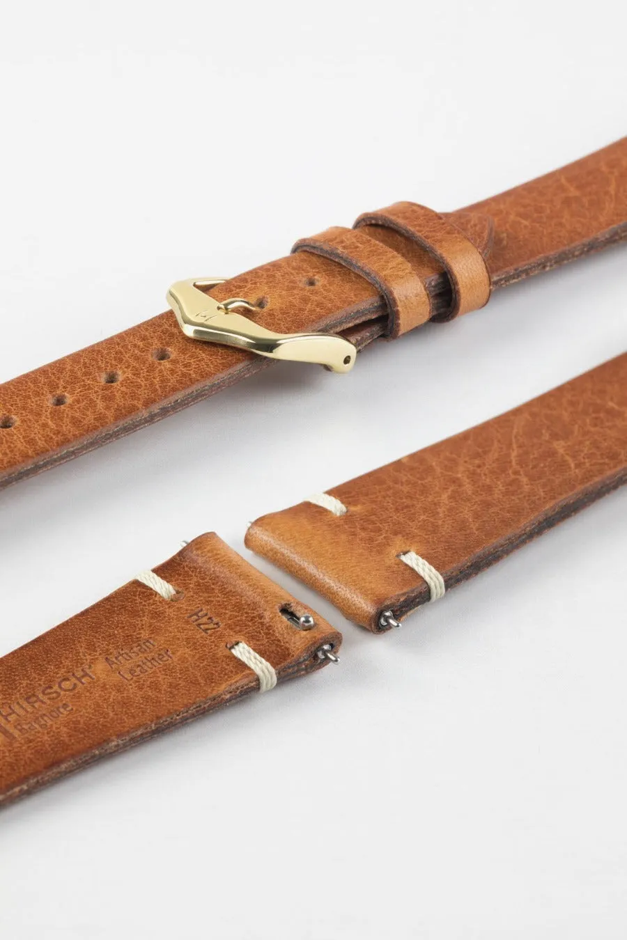 Hirsch BAGNORE Vintage Calf Leather Quick-Release Watch Strap - GOLD BROWN