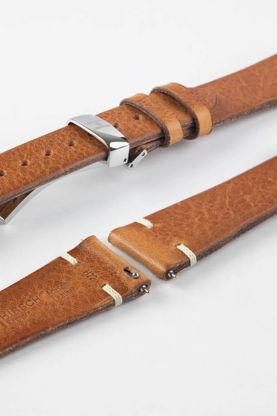 Hirsch BAGNORE Vintage Calf Leather Quick-Release Watch Strap - GOLD BROWN
