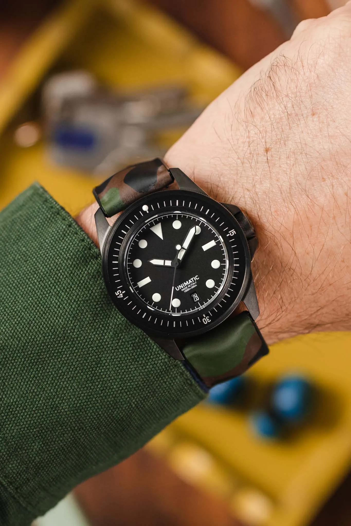 Hirsch JOHN Natural Rubber Green Camo Performance Watch Strap