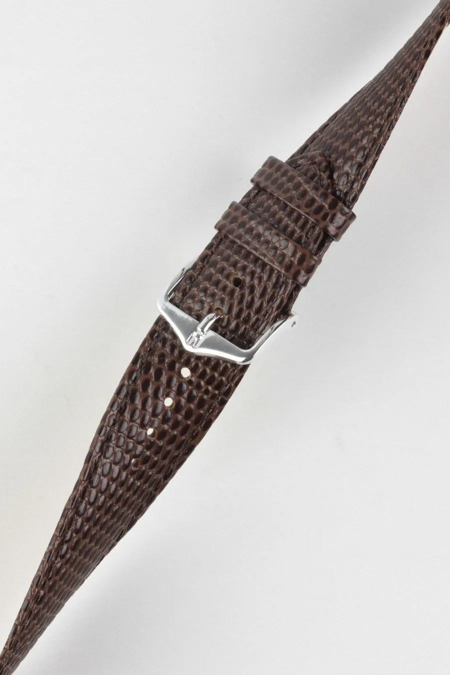 Hirsch RAINBOW NQR Lizard-Embossed Leather Watch Strap in BROWN
