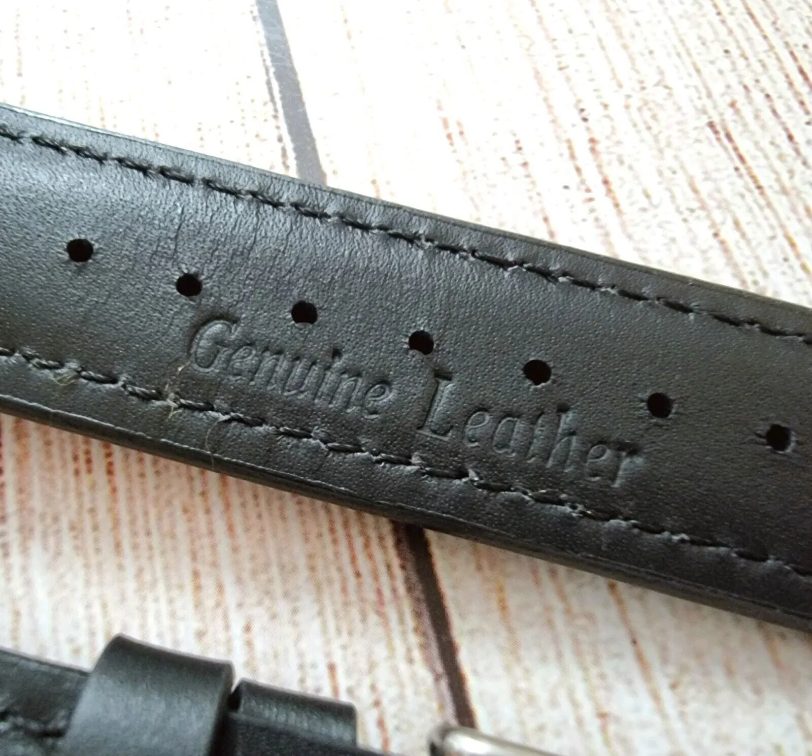 Hole Punched Premium Leather Watch Strap Band 18mm 20mm 22mm 24mm Black Orange