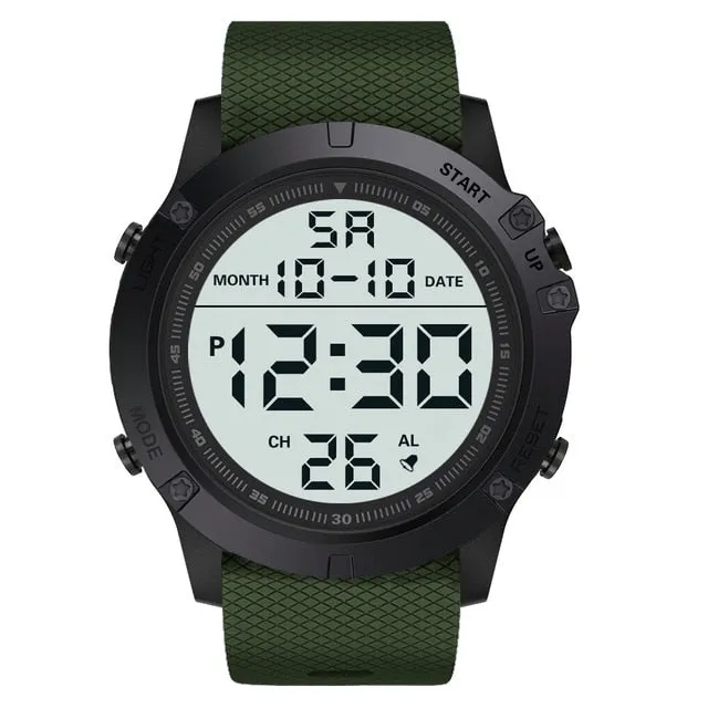 HONHX Men's digital watch waterproof TPU flexible strap electronic watches reloj deportivo hombre big screen cold light display