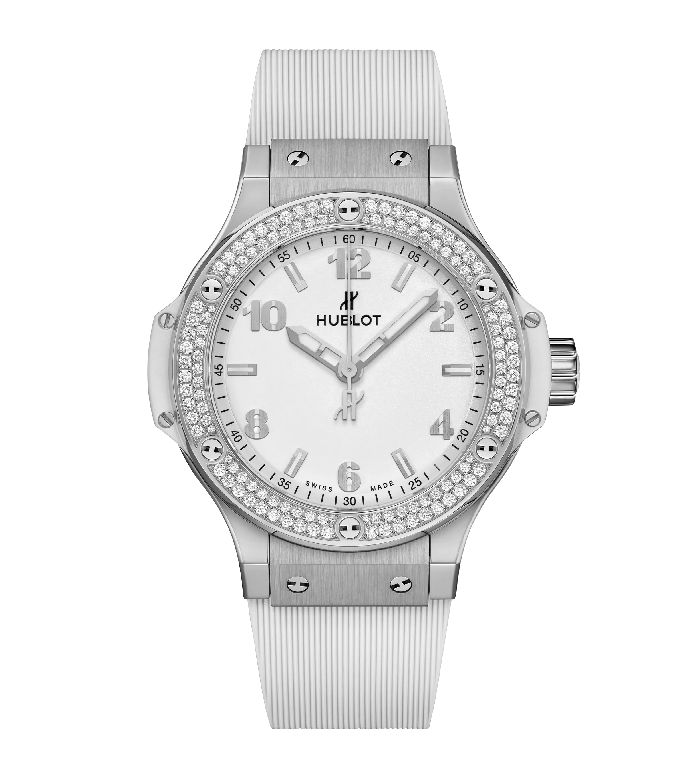 Hublot Big Bang Steel White Diamonds, 38mm with White Dial