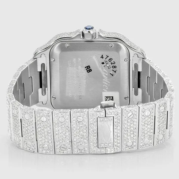 Iced Out Cartier Santos 40mm Diamond White Watch 22.5ct.