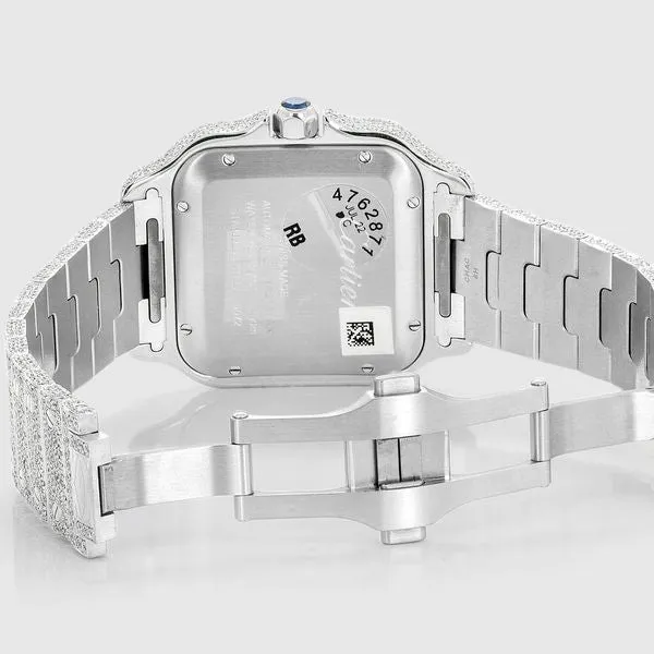Iced Out Cartier Santos 40mm Diamond White Watch 22.5ct.