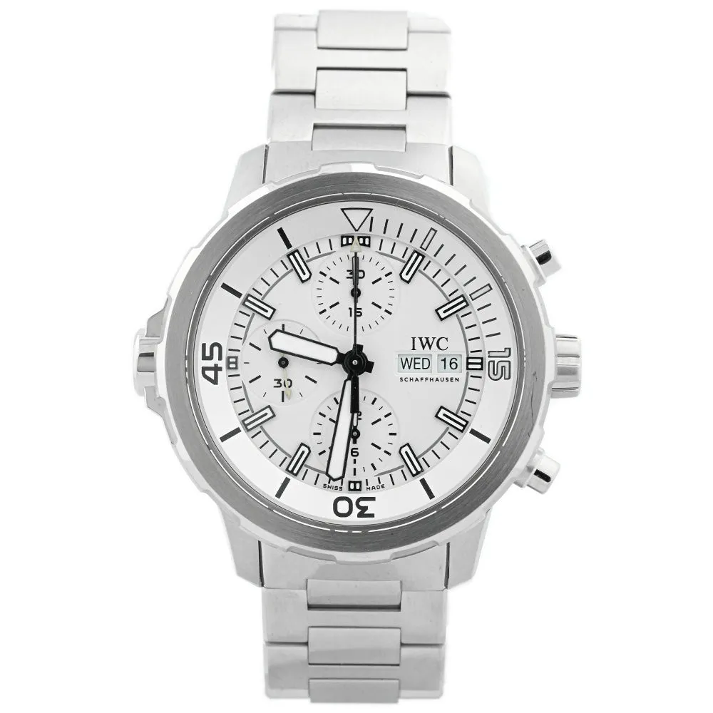 IWC Men's Aquatimer Chronograph Stainless Steel 44mm White Stick Dial Watch Reference #: IW376802