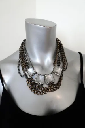 J.Crew Mixed Metal Multi-Chain and Crystals Necklace