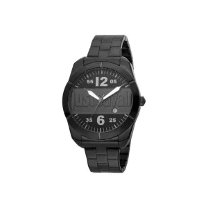 Just Cavalli Men's Watch Full Black Coated Case & Bracelet With Luminous Hand