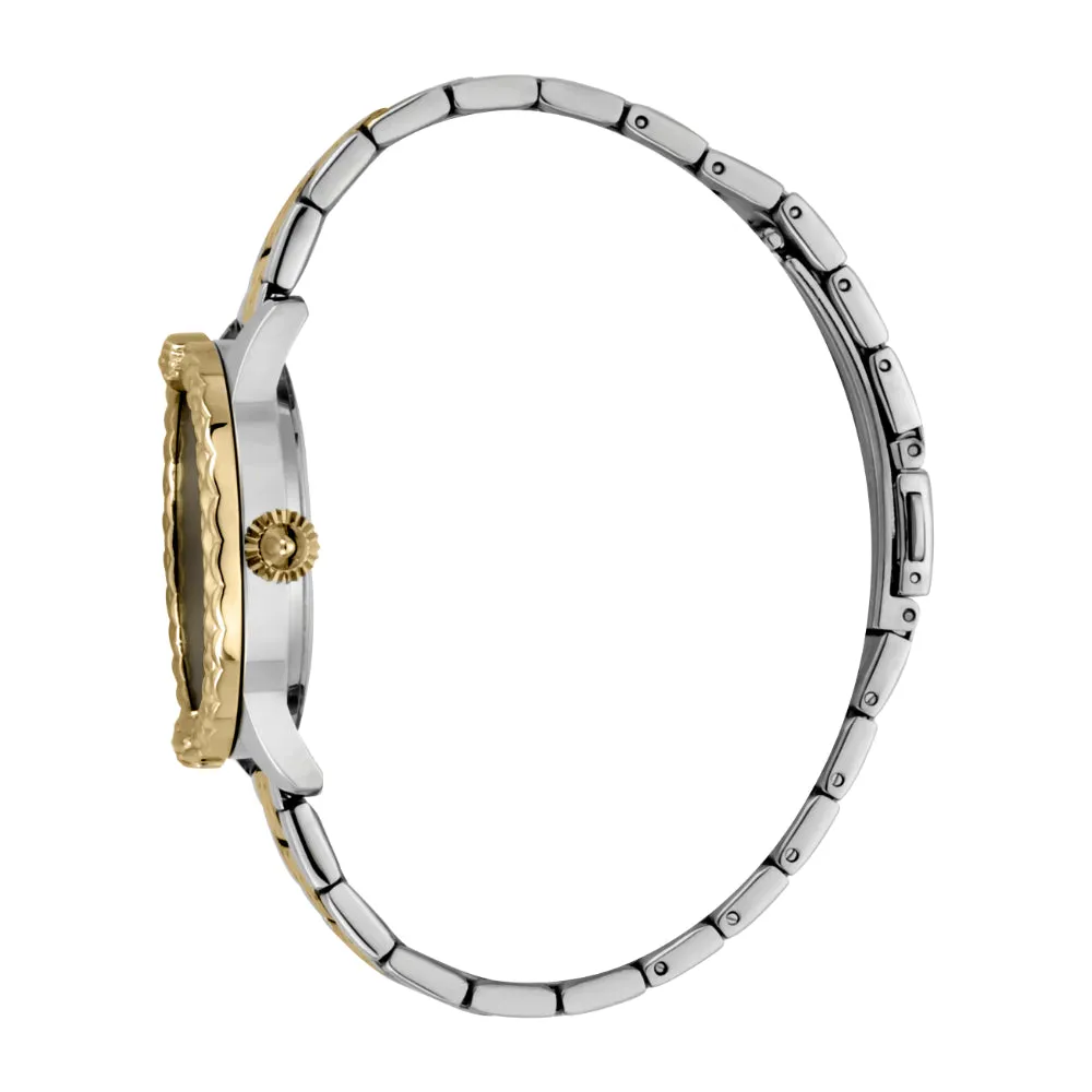 Just Cavalli Women Watch, Two Tone Silver & Gold Color Case, Black Dial, Two Tone Silver & Gold Color Stainless Steel Metal Bracelet