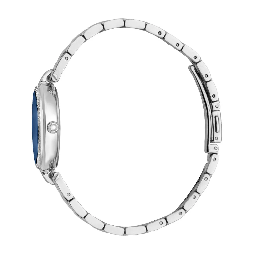 Just Cavalli Women's Silver Color Case Stainless Steel Bracelet Watch with Dark Blue Dial