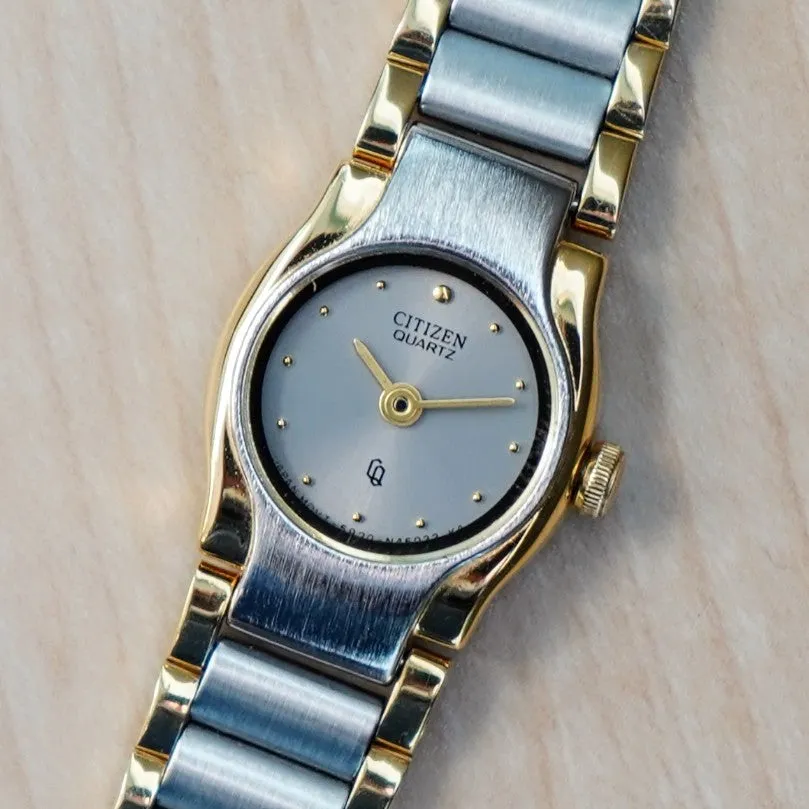 Ladies CITIZEN Quartz Watch Two-Tone S.S. Bracelet 5920-S49801 - Gray Dial 17mm