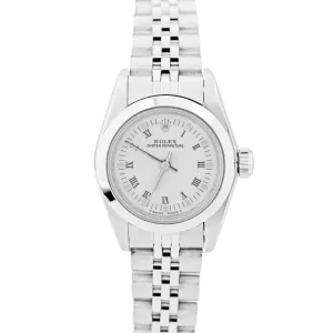 Ladies Rolex Oyster Perpetual White Roman Stainless Jubilee 24mm Watch 67180