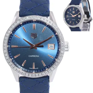 Ladies Tag Heuer Carrera Stainless Steel Blue Diamond Quartz 36mm Watch WBK1317