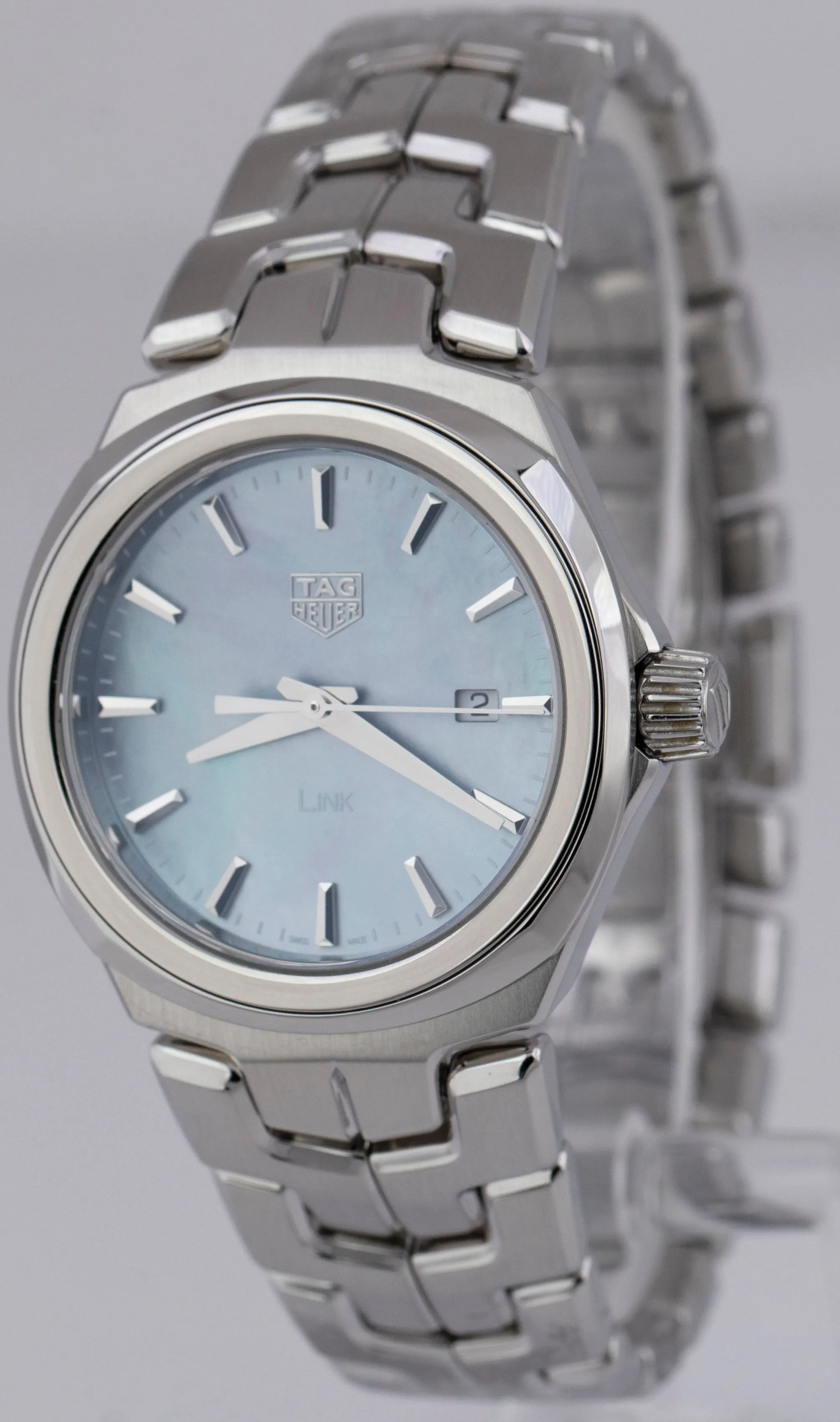Ladies Tag Heuer Link MOP Stainless Steel PAPERS 32mm Date Watch WBC1311 B P