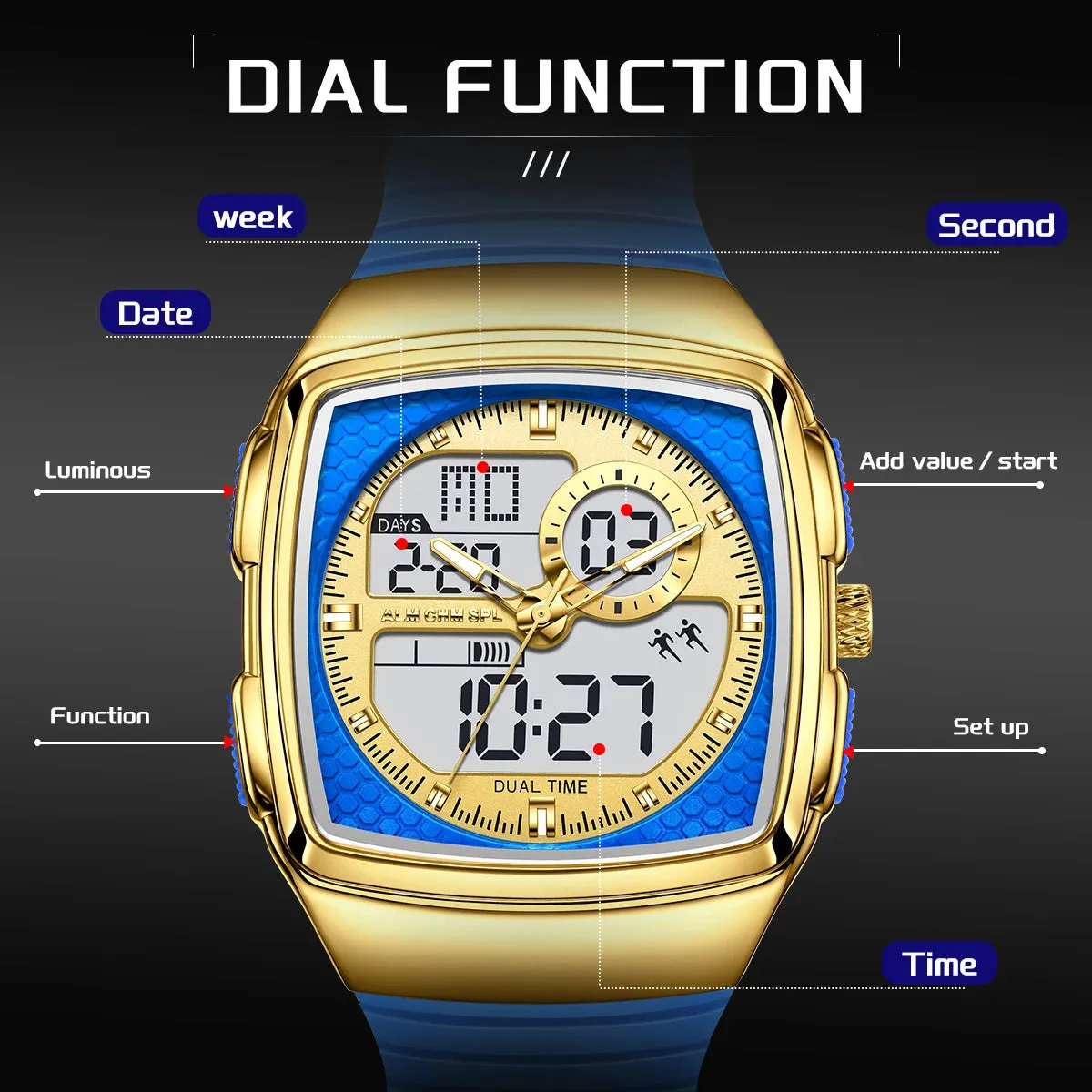 LIGE Digital Watches Men Sports Luminous Multifunction Waterproof Women Wristwatch For Men Outdoor Running Student Lights Synoke