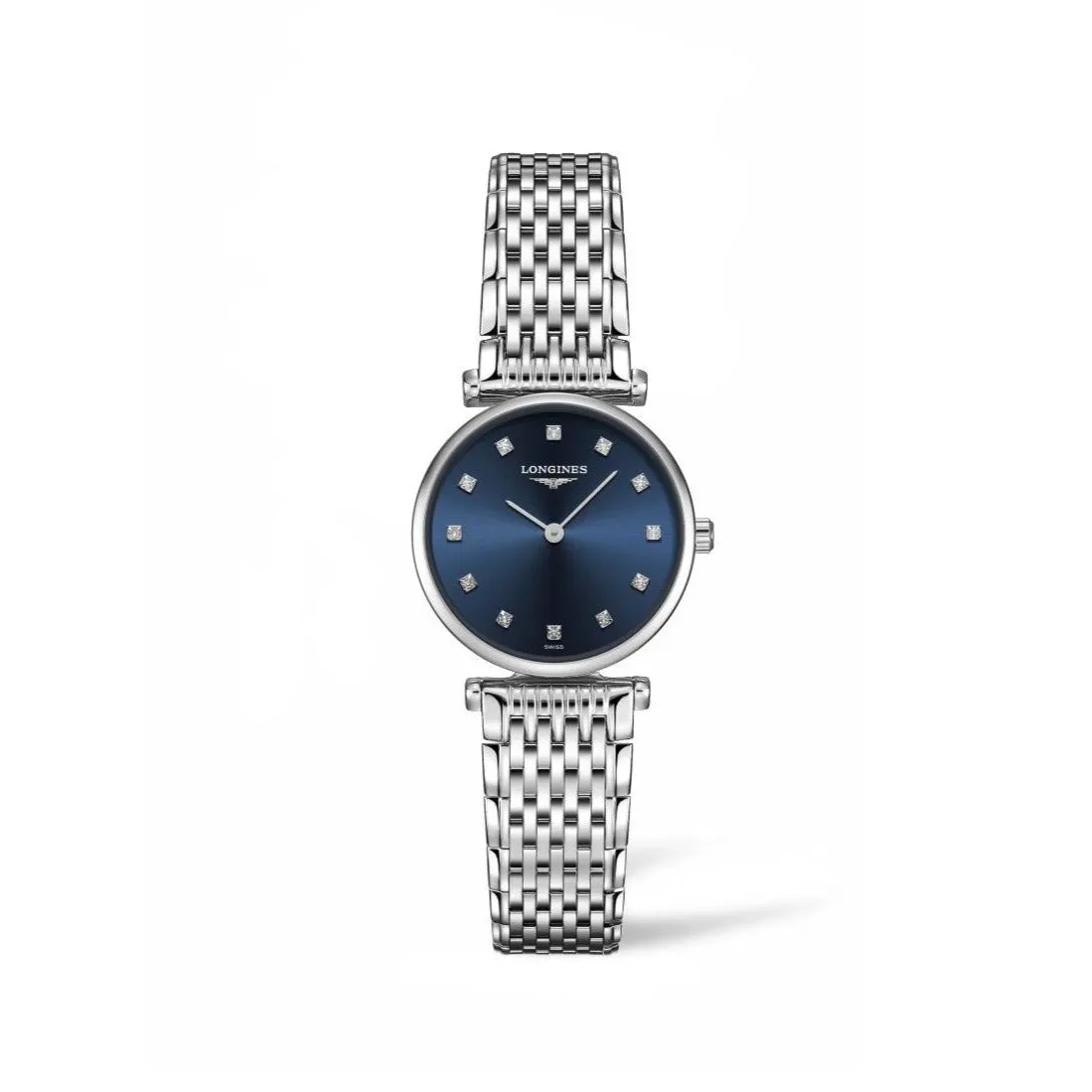 Longines La Grande Classique Collection 24mm Blue Dial Stainless Steel Ladies' Watch with Diamonds