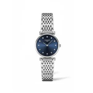 Longines La Grande Classique Collection 24mm Blue Dial Stainless Steel Ladies' Watch with Diamonds
