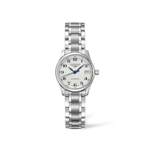 Longines Master Collection 25mm Stainless Steel White Arabic Dial Ladies' Watch