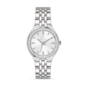Luca Barra Ladies Steel Watch with White Crystals Bezel