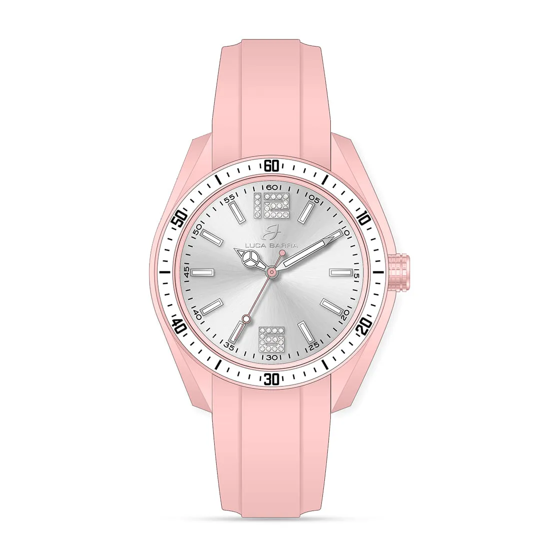 Luca Barra Ladies Watch with Pink and White Silicone